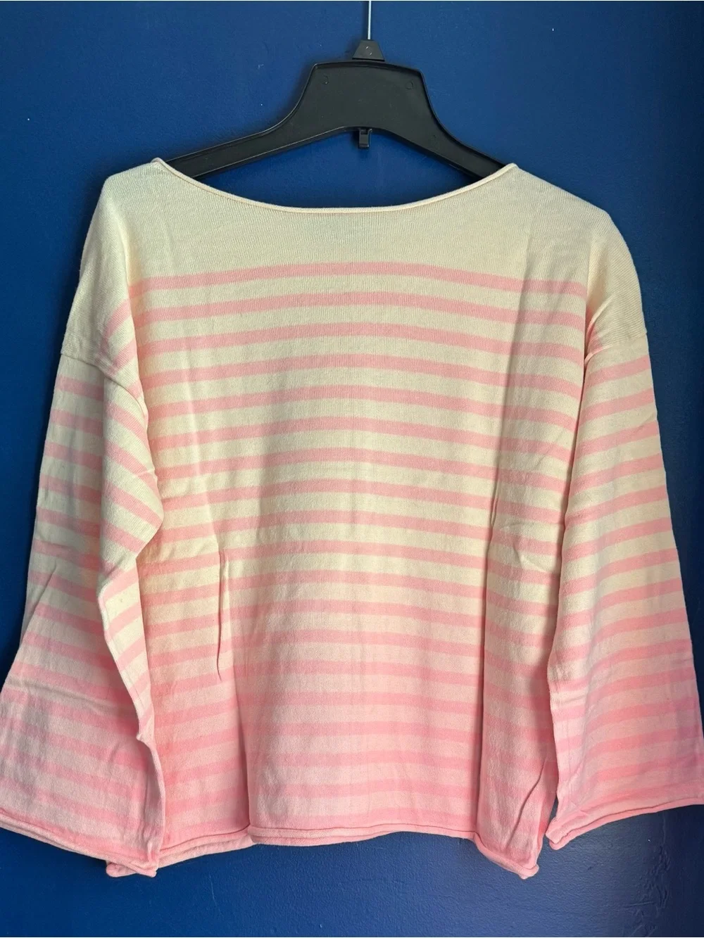 J. Crew Cream and Light Pink Striped Knit Top
